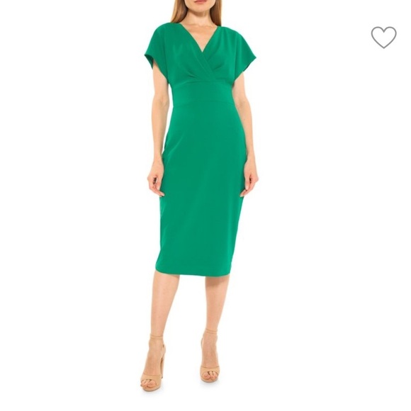 ALEXA ADMOR sexy Dress V Neck Naomi Draped Sheath Emerald midi size S - Picture 11 of 11